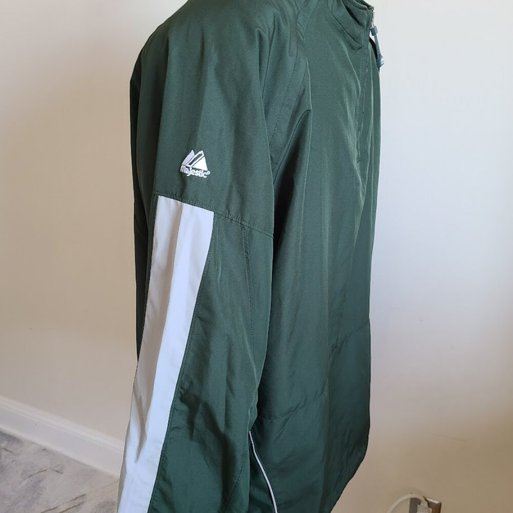 Majestic Athletic Adult Cool Base Convertible Gamer Jacket Windbreaker XL Green - Picture 4 of 12